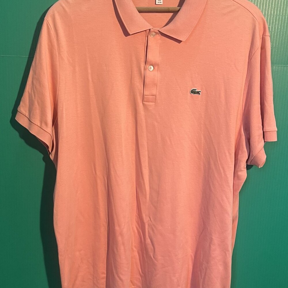 🐊 Lacoste Men’s Polo Shirt 3XL Pink Pima Cotton Short Sleeve Made in Peru